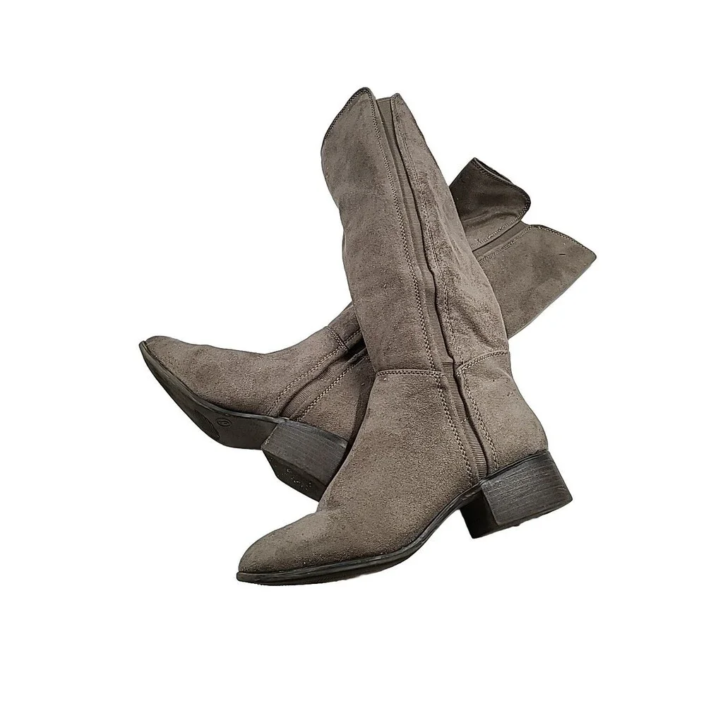 Target Womens Size 8 Knee High Pull On Tan Boots Stretch Inserts RN#17730